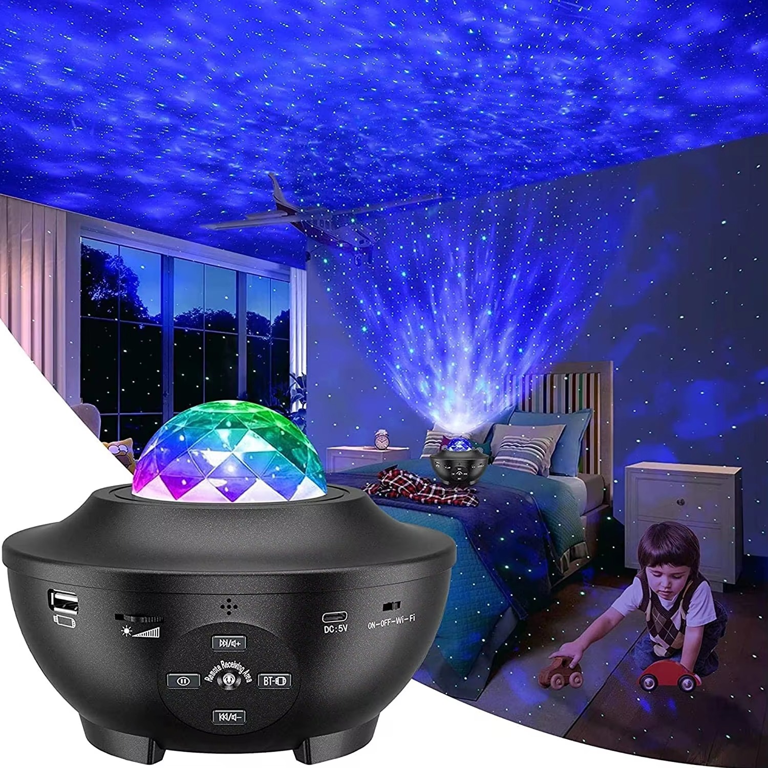 USB Starry Projector Light | Ocean Wave & Star Sky Night Lamp With Bluetooth Speaker buy online in Pakistan