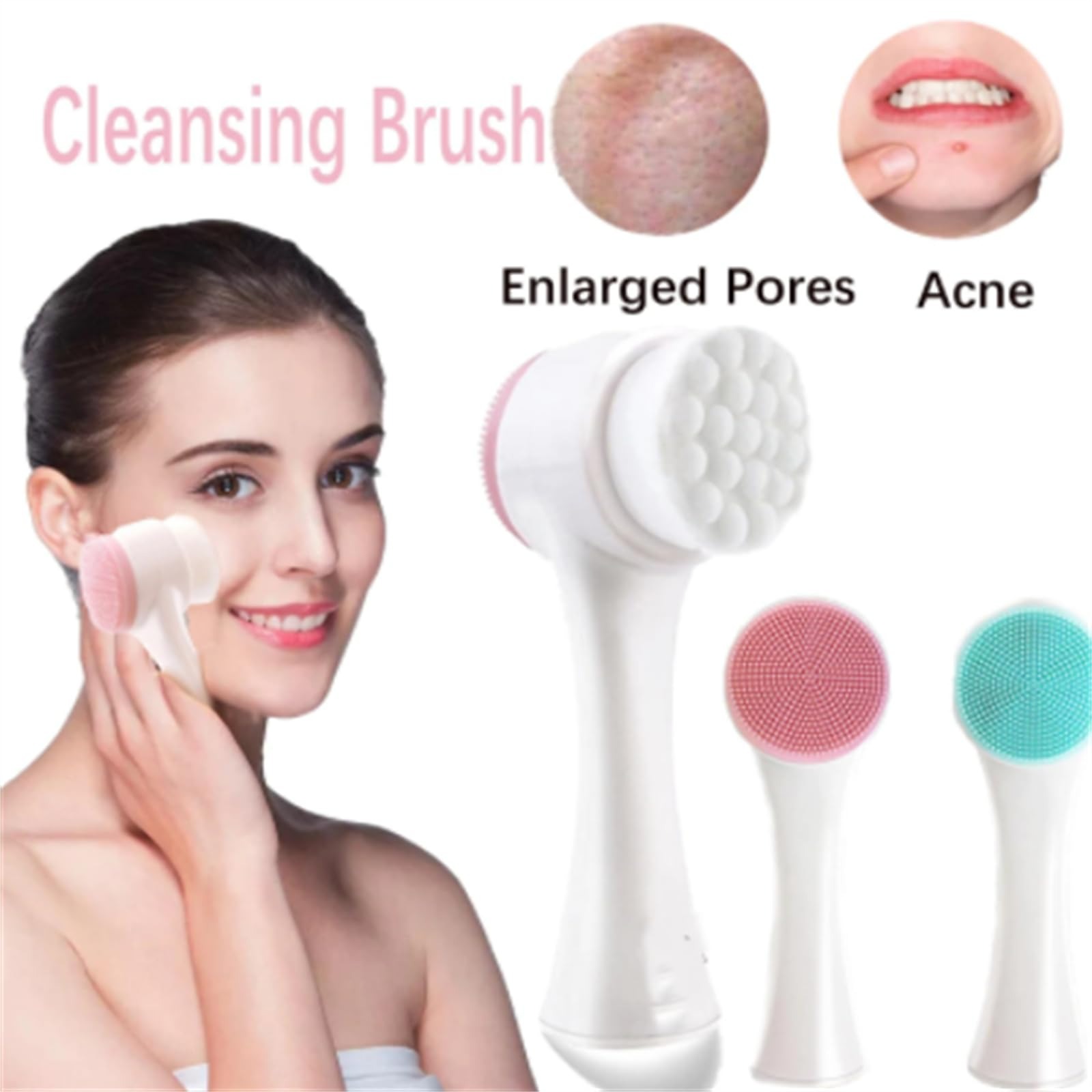 3D Double-Sided Silicone Face Cleanser | Portable Facial Cleansing & Massage Brush | Random Color buy online in Pakistan