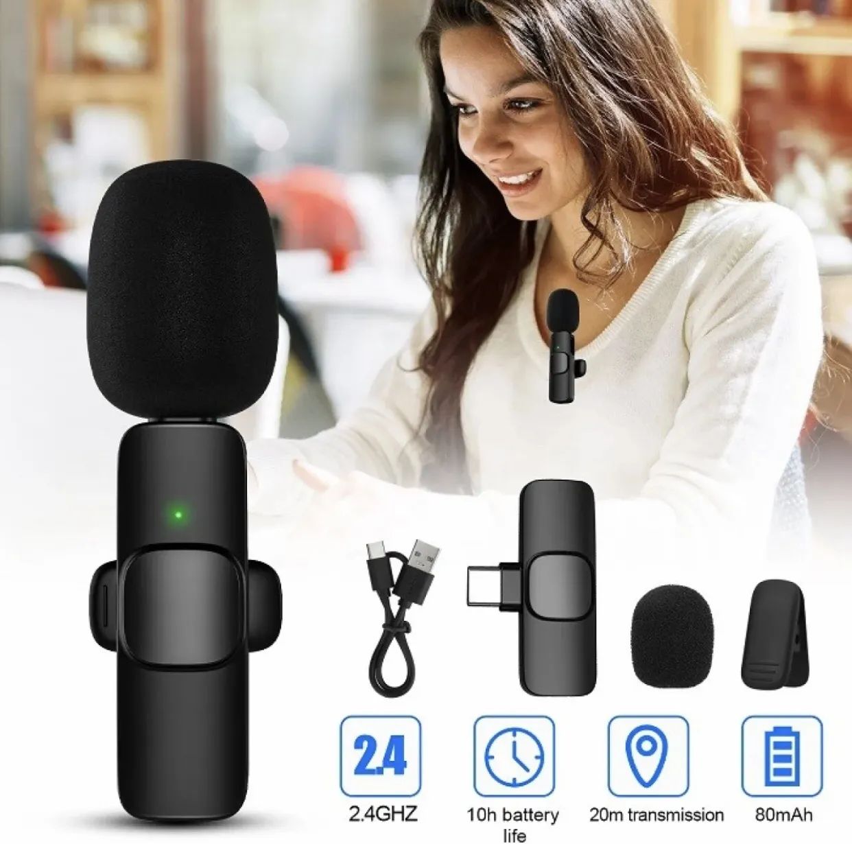 K8 Collar Wireless Microphone Type C Supported buy online in Pakistan