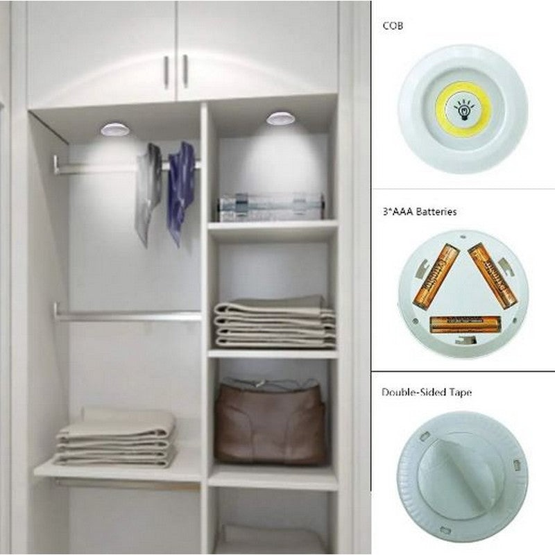 LED Cabinet Light Remote Control Set – 3 Wireless Cell Operated Tap Lights with Dimming & 30 Mins Timer Modes view 3