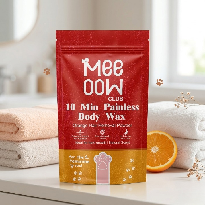 Meeoow Club 10 Min Painless Body Wax – Orange Hair Removal Powder for Smooth Skin - 100g buy online in Pakistan