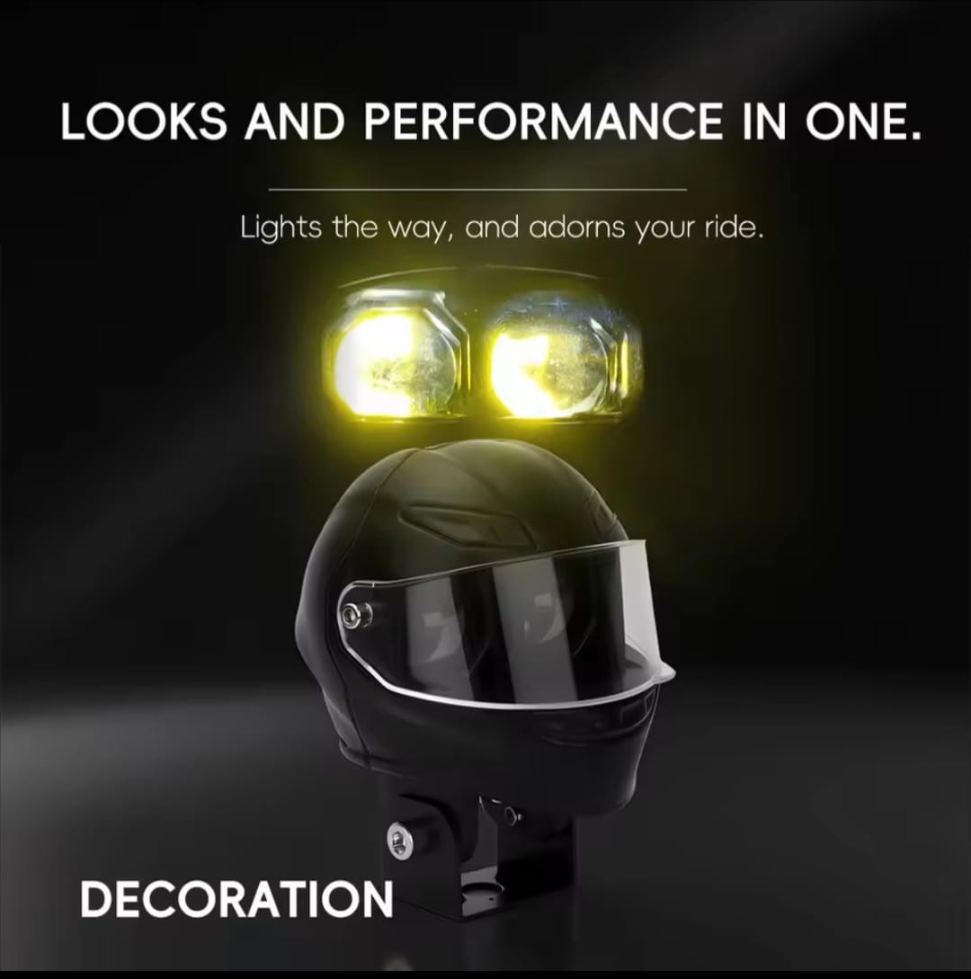Universal Motorcycle LED Helmet-Style Spotlight – Dual Lens 2-Mode (White & Yellow) Fog Light Signal Lamp buy online in Pakistan