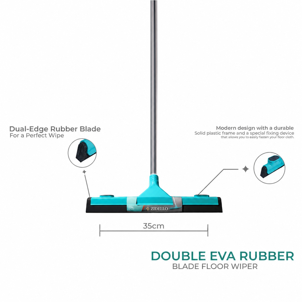 Royal Double EVA Rubber Blade Floor Wiper – Heavy Duty Water Cleaning Squeegee for Tiles & Floors thumbnail 2