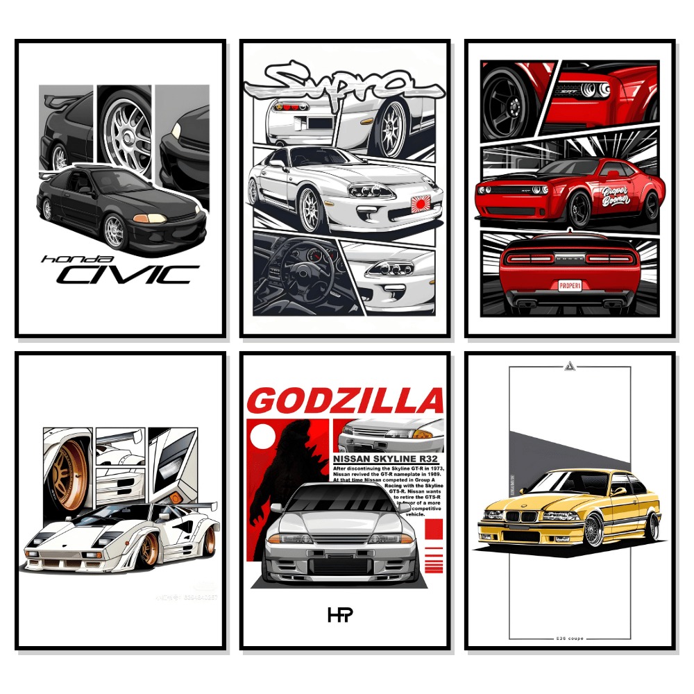 Racing Cars JDM Honda Civic Lamborgini Supra wall posters wall decorations for any room buy online in Pakistan