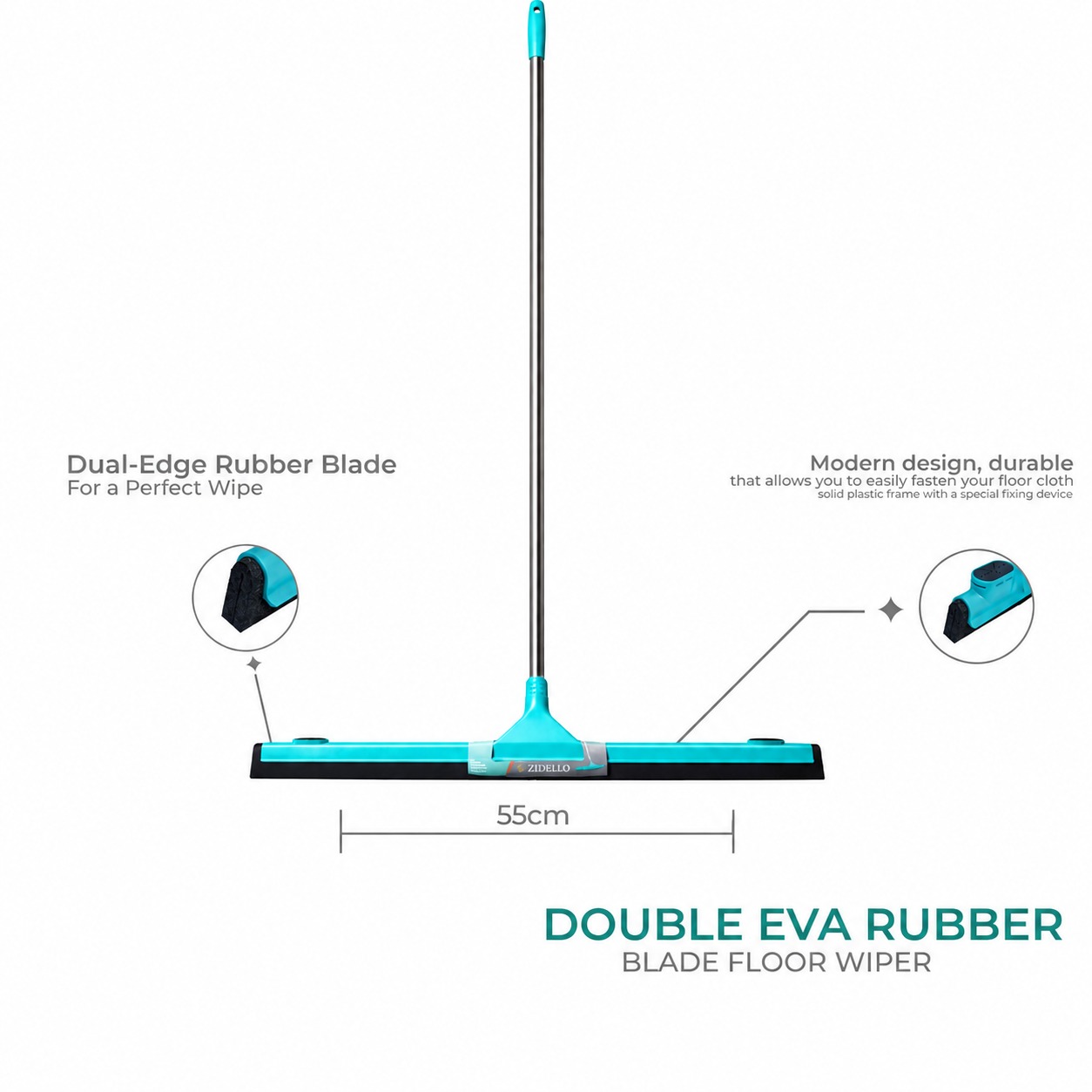 Royal Double EVA Rubber Blade Floor Wiper – Heavy Duty Water Cleaning Squeegee for Tiles & Floors thumbnail 3