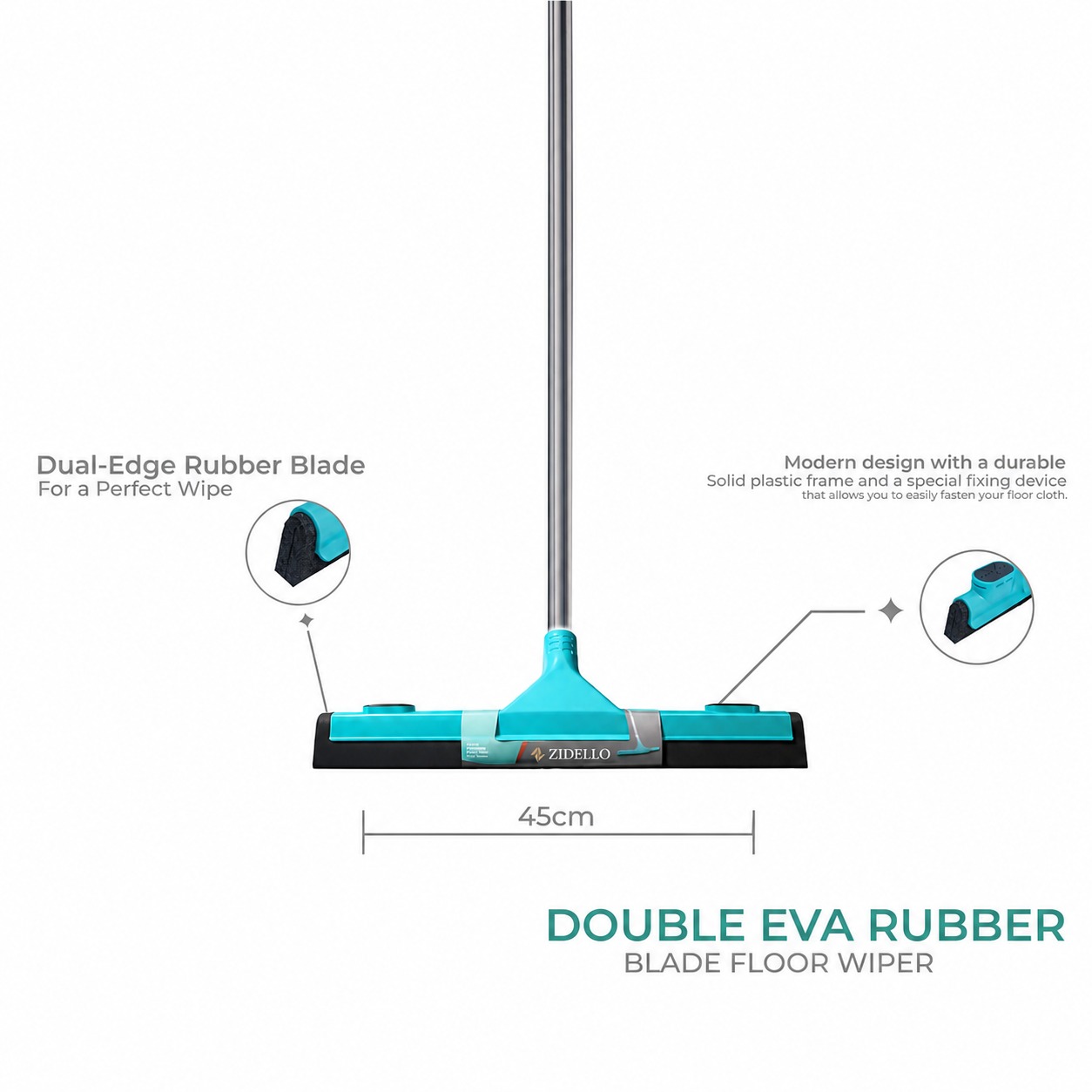 Royal Double EVA Rubber Blade Floor Wiper – Heavy Duty Water Cleaning Squeegee for Tiles & Floors
