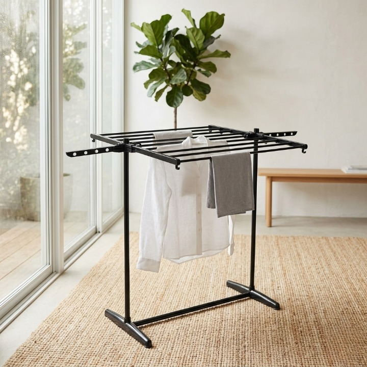 Folding Cloth Drying Stand | Multi-Tier Laundry Organizer With Extendable Wings | Space-Saving Durable Rack For Clothes buy online in Pakistan