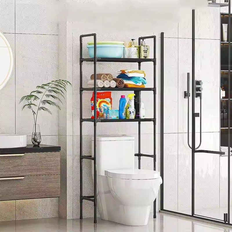 Multi-Layer Bathroom Storage Rack | Space-Saving Toilet Organizer | Strong Carbon Steel Shelf For Towels & Toiletries buy online in Pakistan