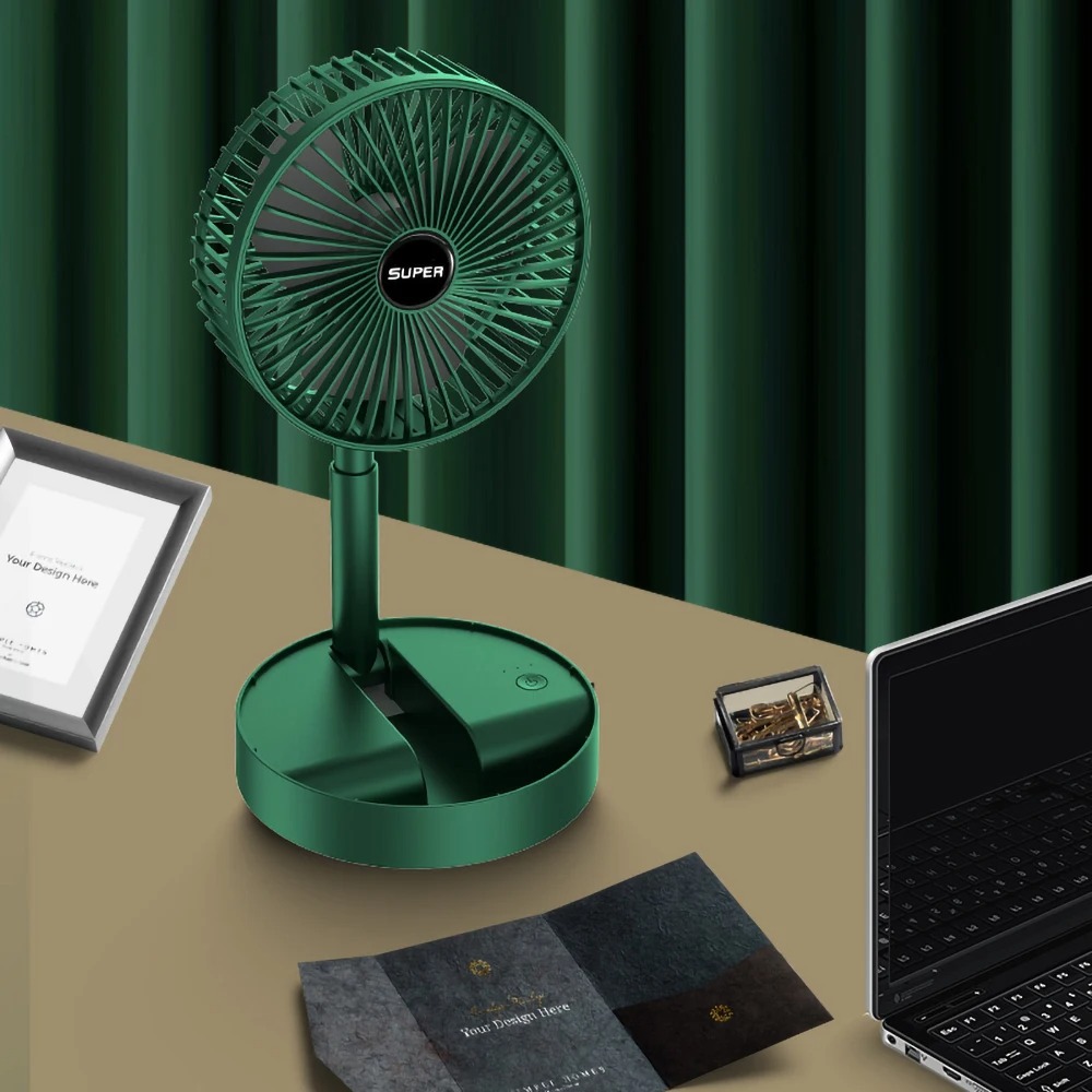 Portable Rechargeable Foldable Table Fan 2400mAh USB Charging | 3 Speed Silent Desktop Fan | Adjustable Mini Fan for Home, Office & Travel view 3