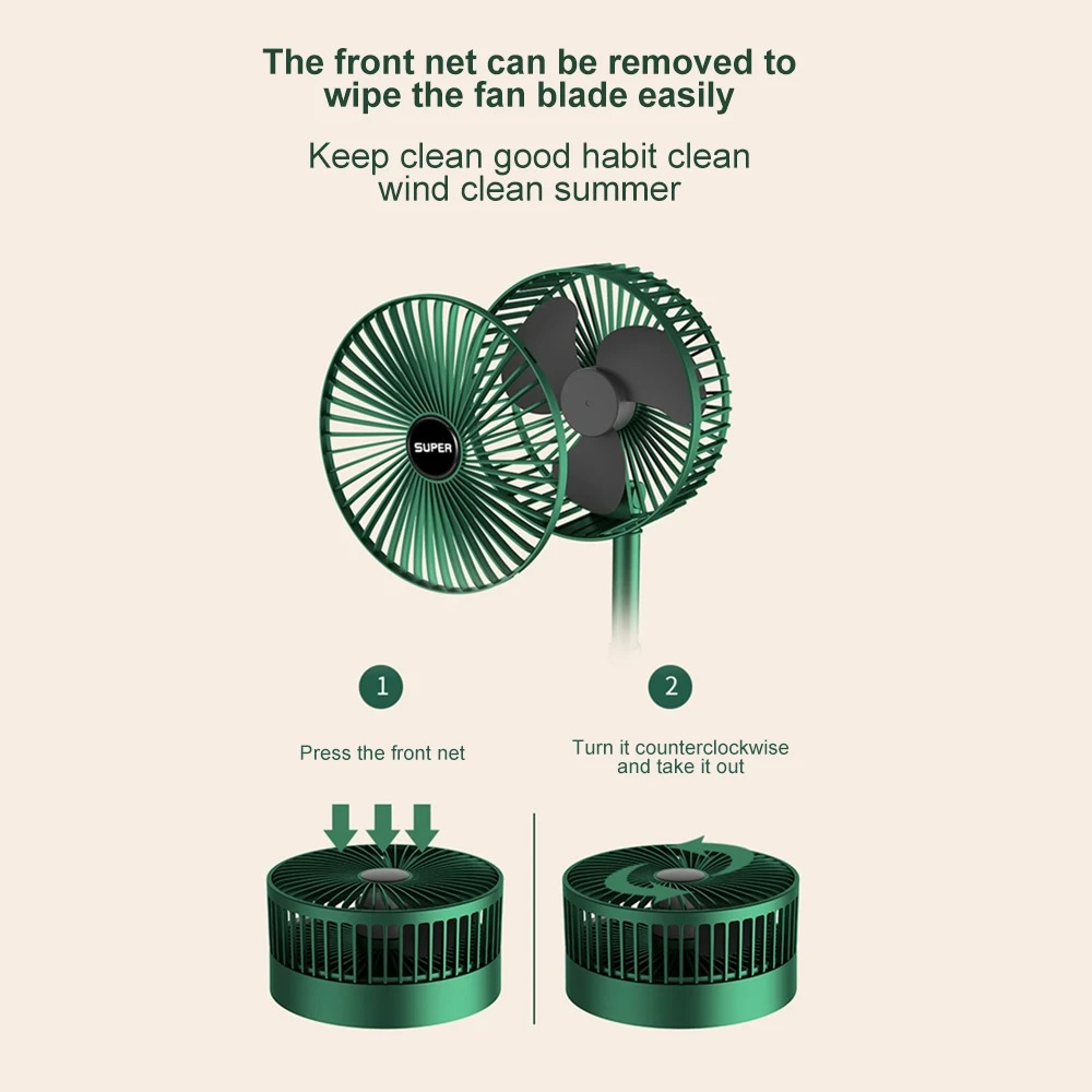 Portable Rechargeable Foldable Table Fan 2400mAh USB Charging | 3 Speed Silent Desktop Fan | Adjustable Mini Fan for Home, Office & Travel view 4