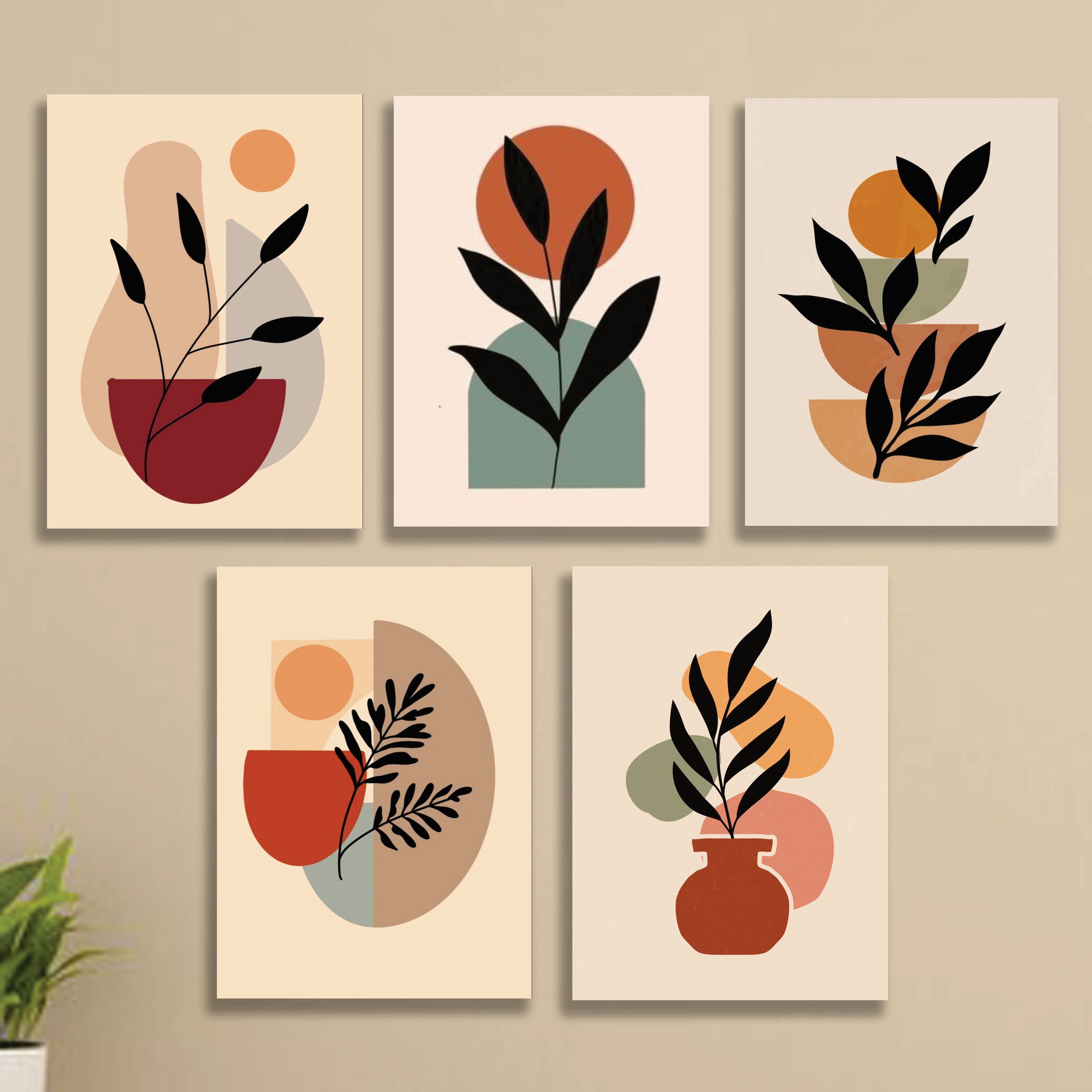 Set of 5 Premium Wall Art Photo Tiles – Modern Home Decor Sets 8x11 buy online in Pakistan