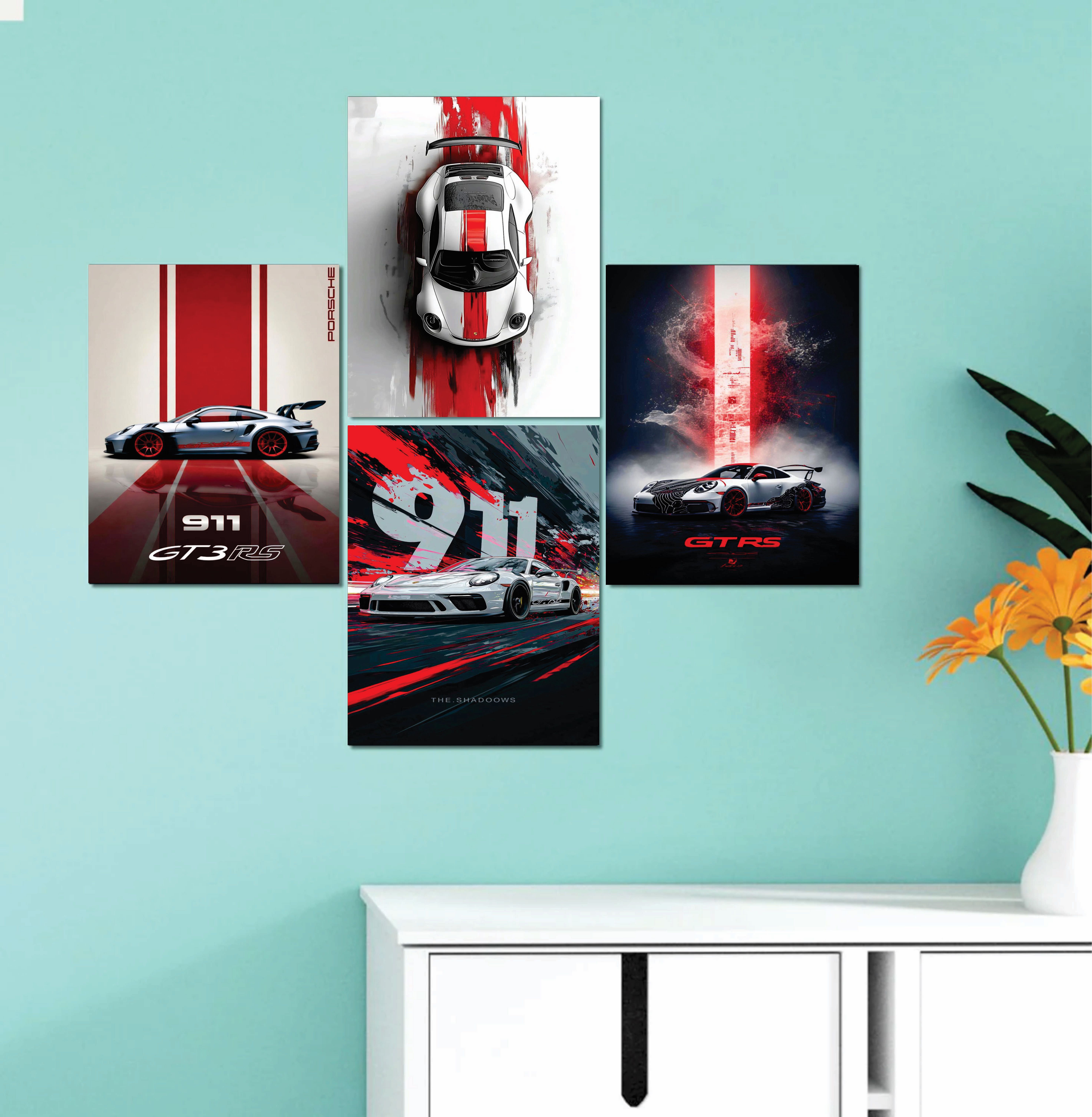 Set of 4 Premium Wall Art Photo Tiles – Modern Home Decor Sets 8x11 buy online in Pakistan