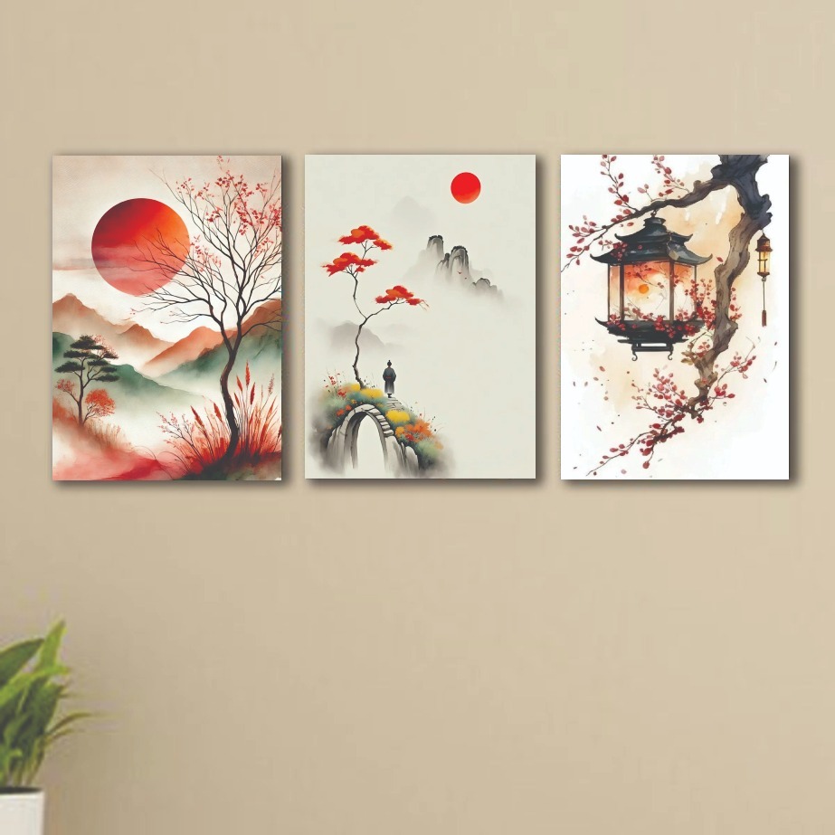 Set of 3 Premium Wall Art Photo Tiles – Modern Home Decor Sets 8x11 buy online in Pakistan