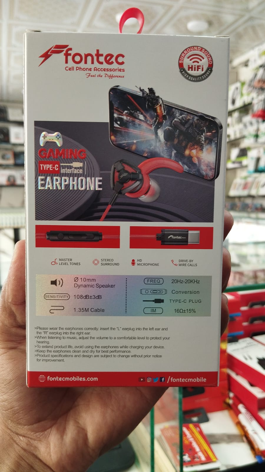 Fontec Arena Type-C Gaming Earphones with Detachable Mic – HiFi Stereo Surround Wired Handsfree for Type-C Devices (Random Color) view 4