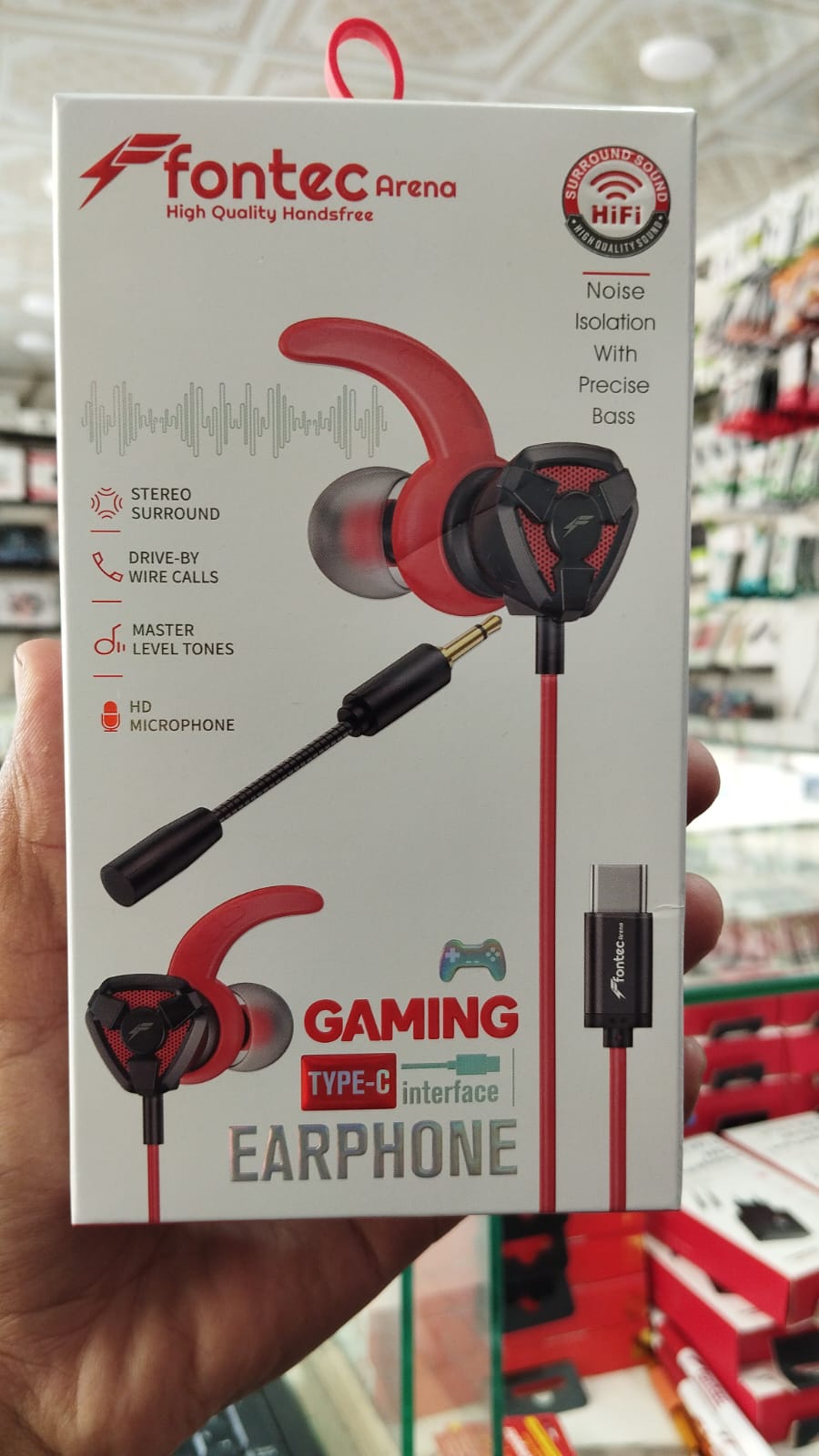 Fontec Arena Type-C Gaming Earphones with Detachable Mic – HiFi Stereo Surround Wired Handsfree for Type-C Devices (Random Color) view 5