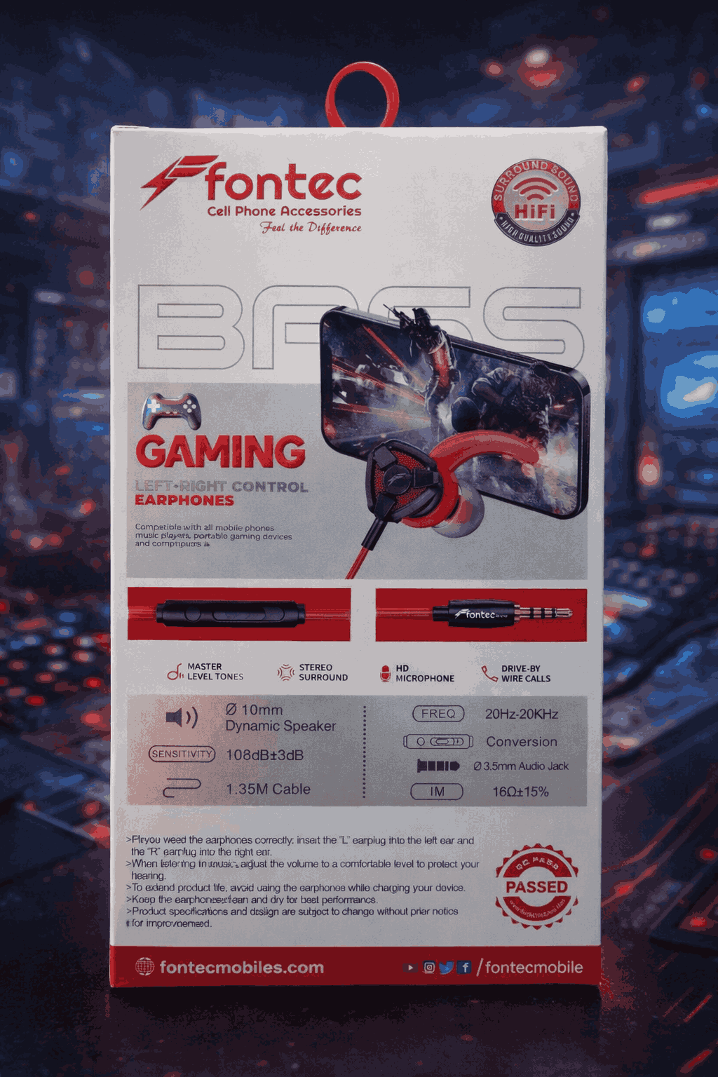 Fontec Arena Type-C Gaming Earphones with Detachable Mic – HiFi Stereo Surround Wired Handsfree for Type-C Devices (Random Color) view 2