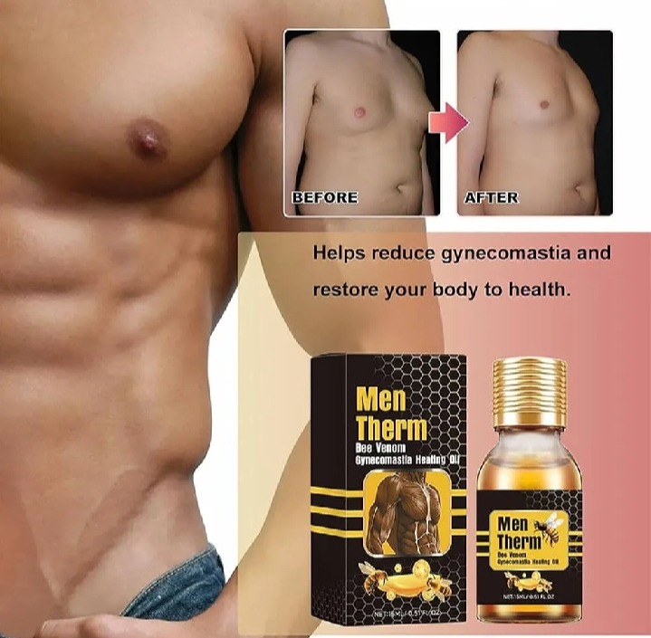 Men Therm Bee Venom Gynecomastia Heating Oil for Men Chest Firming Massage Oil thumbnail 3