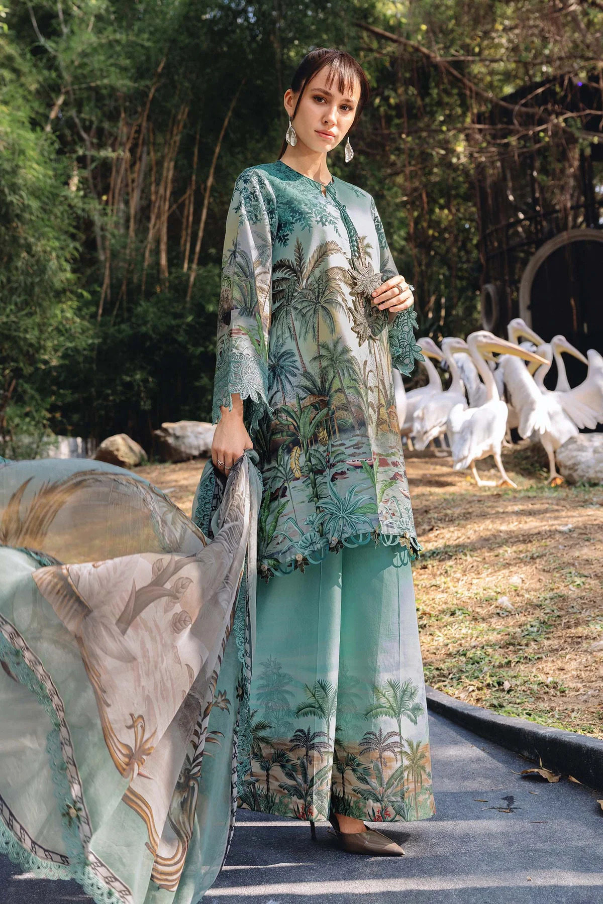 Maria.B MPrints Embroidered Lawn Unstitched 3 Piece Suit with Chiffon Dupatta – Ice Blue Summer Collection buy online in Pakistan