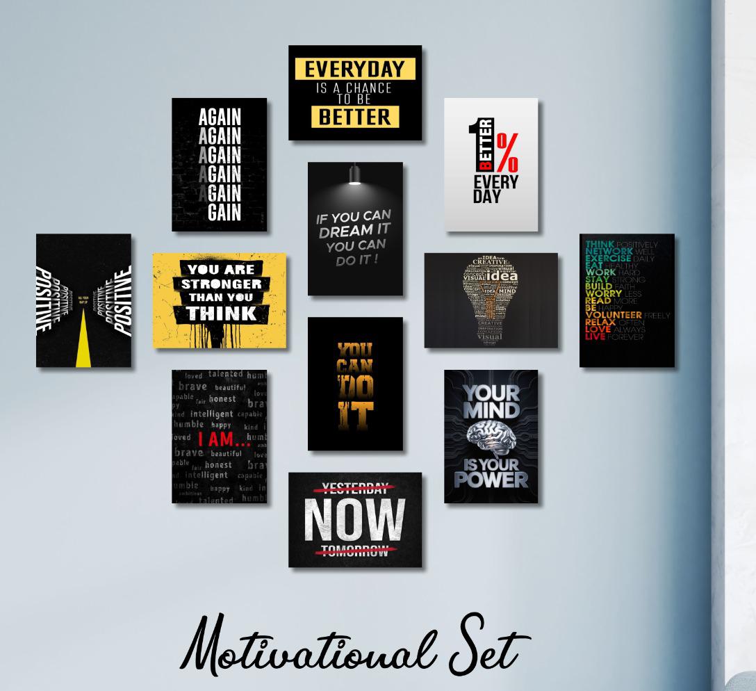 Motivational Wall Art Wooden Canvas Frames 12 Pcs Set Wooden Sticky Tiles 5x7 Inches Easy Mounting buy online in Pakistan