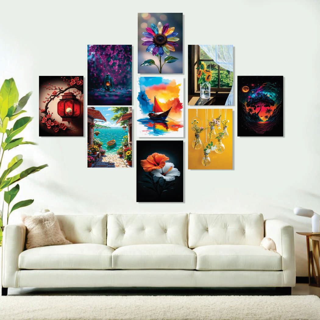 Set of 9 Premium Wall Art Photo Tiles – Modern Home Decor Sets 8x11 buy online in Pakistan