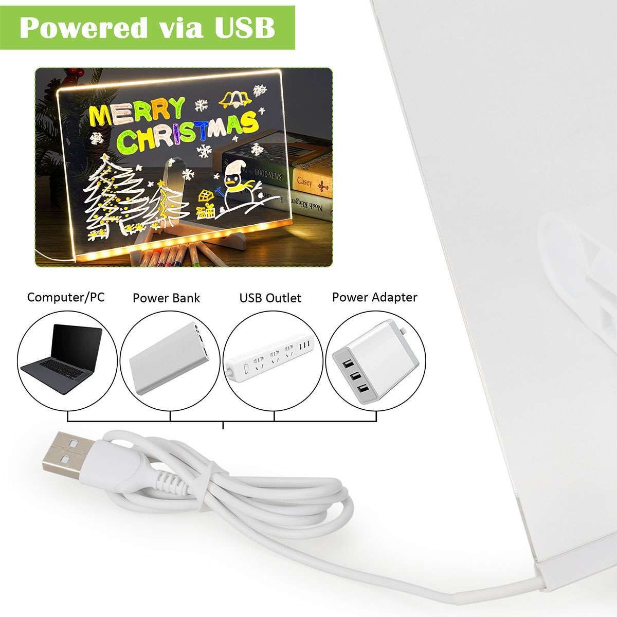 Transparent Acrylic LED Dry Erase Message Board 20x20cm White Stand With Glowing Display view 5