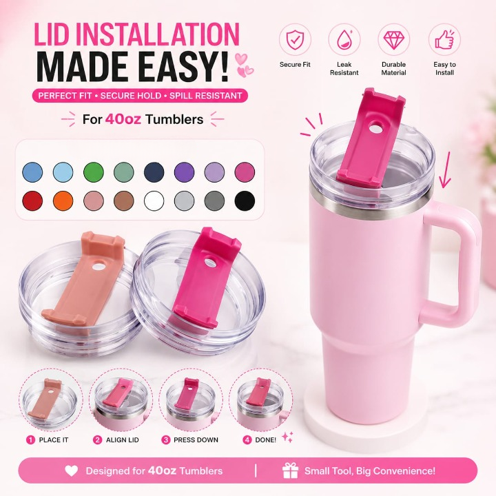 Leakproof Replacement Lid Compatible with 40oz Tumblers | Random Color - Buy Online in Pakistan at Zenbu Store