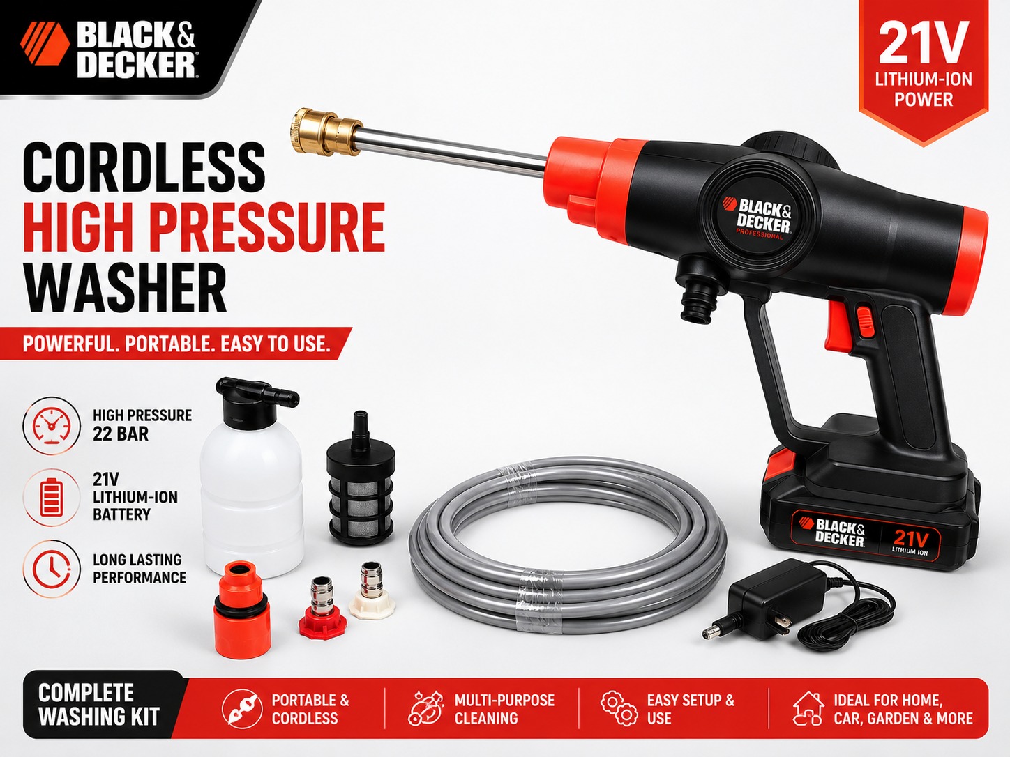 BLACK & DECKER IMPORTED Cordless High Pressure Washer – Single Lithium Battery Power thumbnail 2