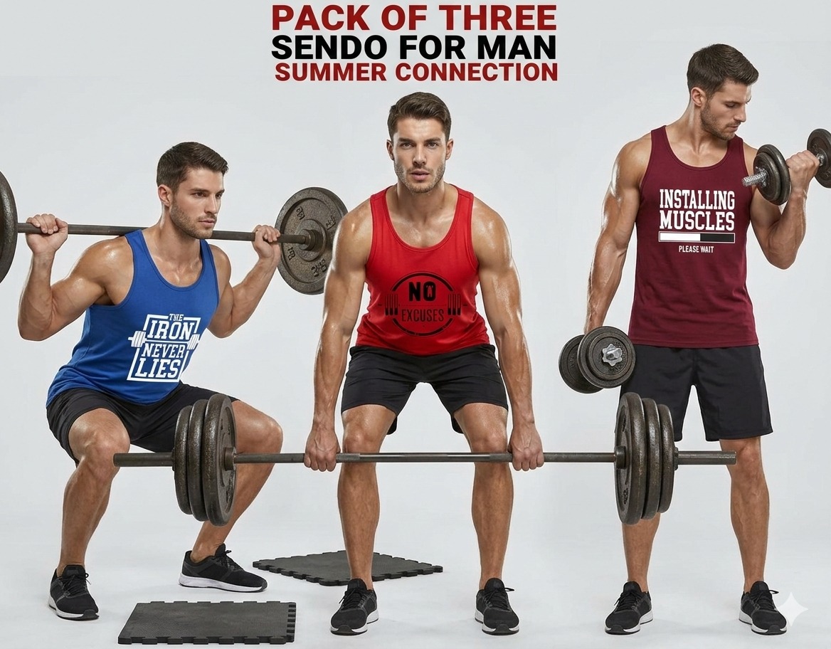 3 PCs of Men's Summer Cotton Sando Vest Sleeveless Tank Top Breathable Soft Lightweight Casual Gym Sports Innerwear Comf...