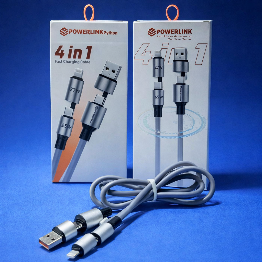 PowerLink Python 4-in-1 Fast Charging Cable – 100W Super Fast Charging & Data Sync Cable buy online in Pakistan