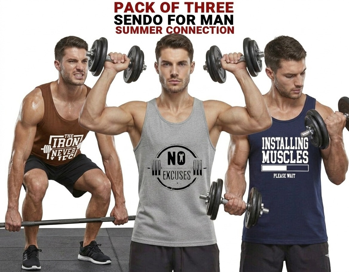 3 PCs of Men's Summer Cotton Sando Vest Sleeveless Tank Top Breathable Soft Lightweight Casual Gym Sports Innerwear Comf...