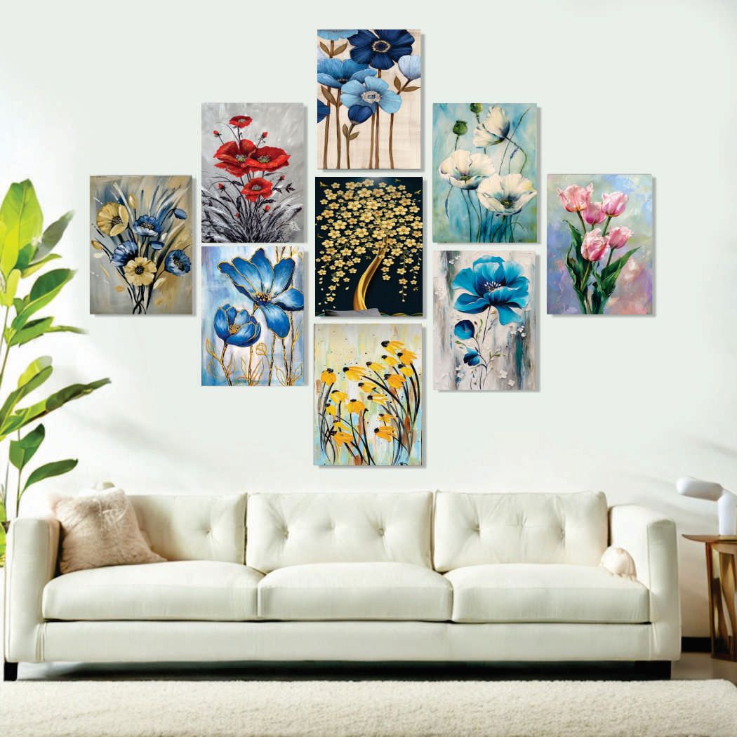 Set of 9 Premium Wall Art Photo Tiles – Modern Home Decor Sets 8x11 buy online in Pakistan