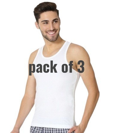 Pack of 3 White Men's Vest (Banyan) – Soft Cotton Sleeveless Undershirt for Daily Wear