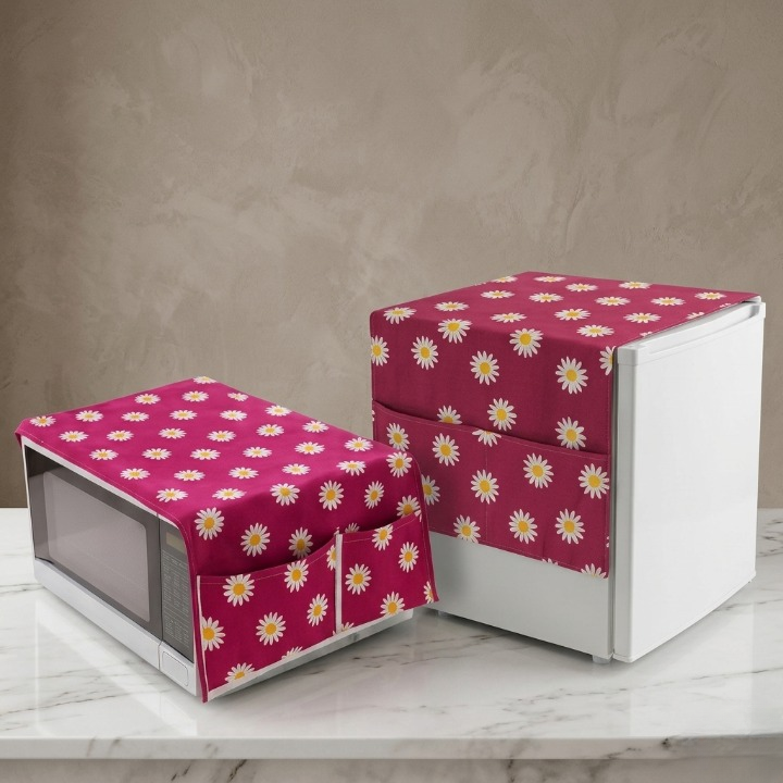 Microwave Oven & Refrigerator Top Cover Combo Pack – Dust-Proof Kitchen Appliance Protectors with Storage Pockets - Random color buy online in Pakistan