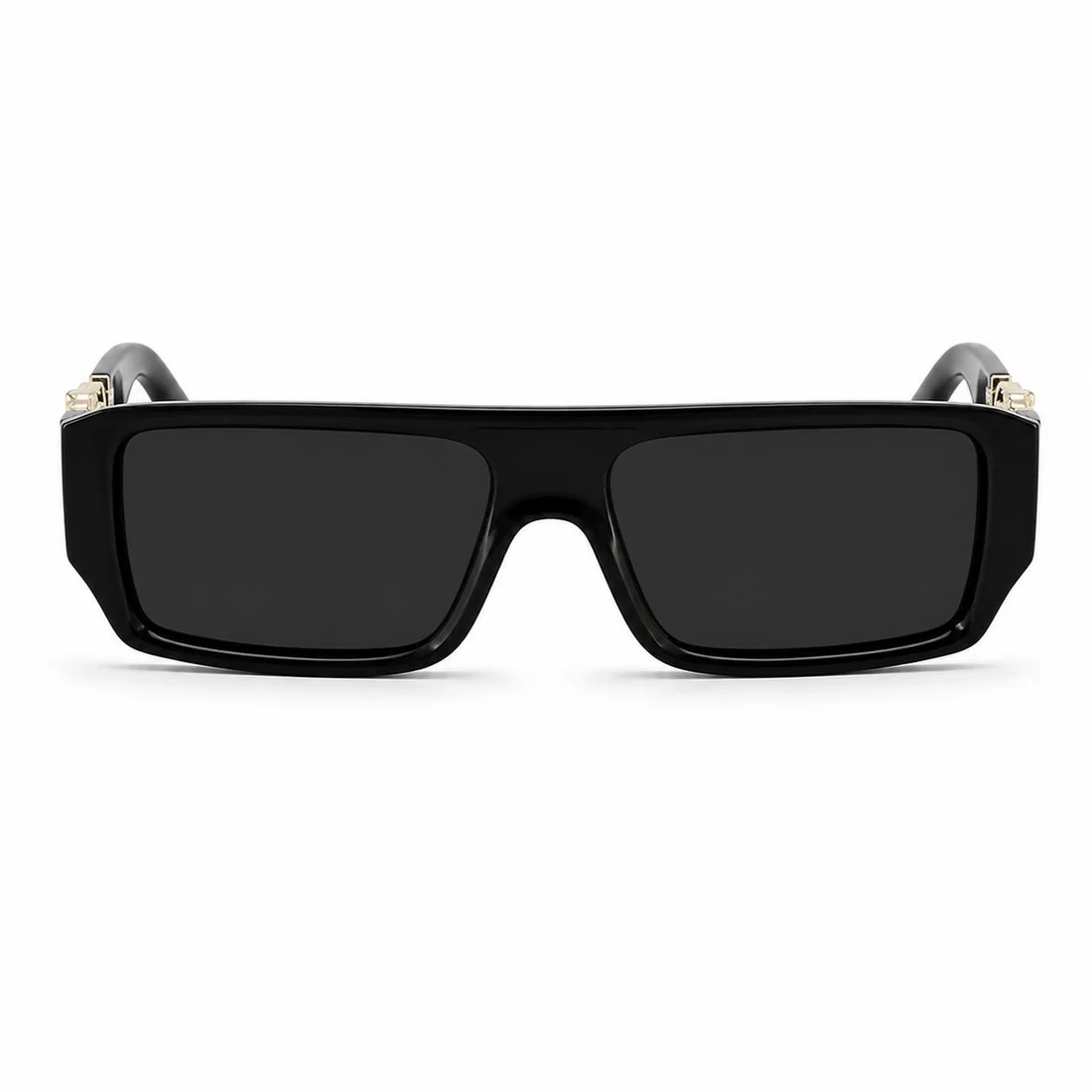 Leopard Logo Unisex Full-Rim Rectangular UV400 Sunglasses | Black Tint Lightweight Frame | Casual Street Style Eyewear