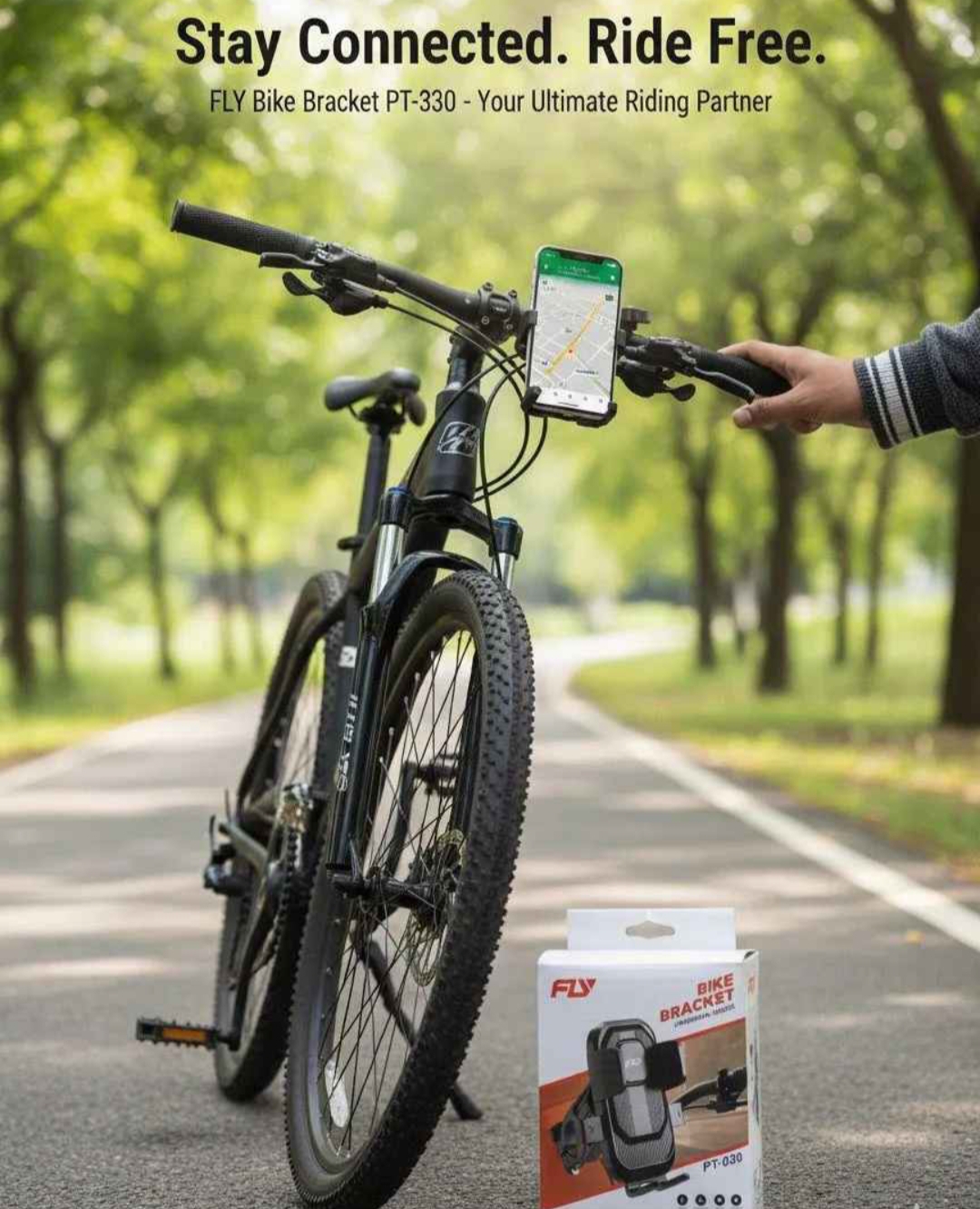 FLY Universal Mechanical Bike & Motorcycle Phone Mount – 360° Adjustable Handlebar Bracket for Bicycles, Scooters & E-Bikes buy online in Pakistan