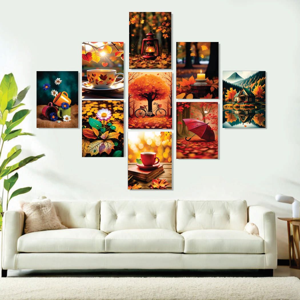 Set of 9 Premium Wall Art Photo Tiles – Modern Home Decor Sets 8x11 buy online in Pakistan