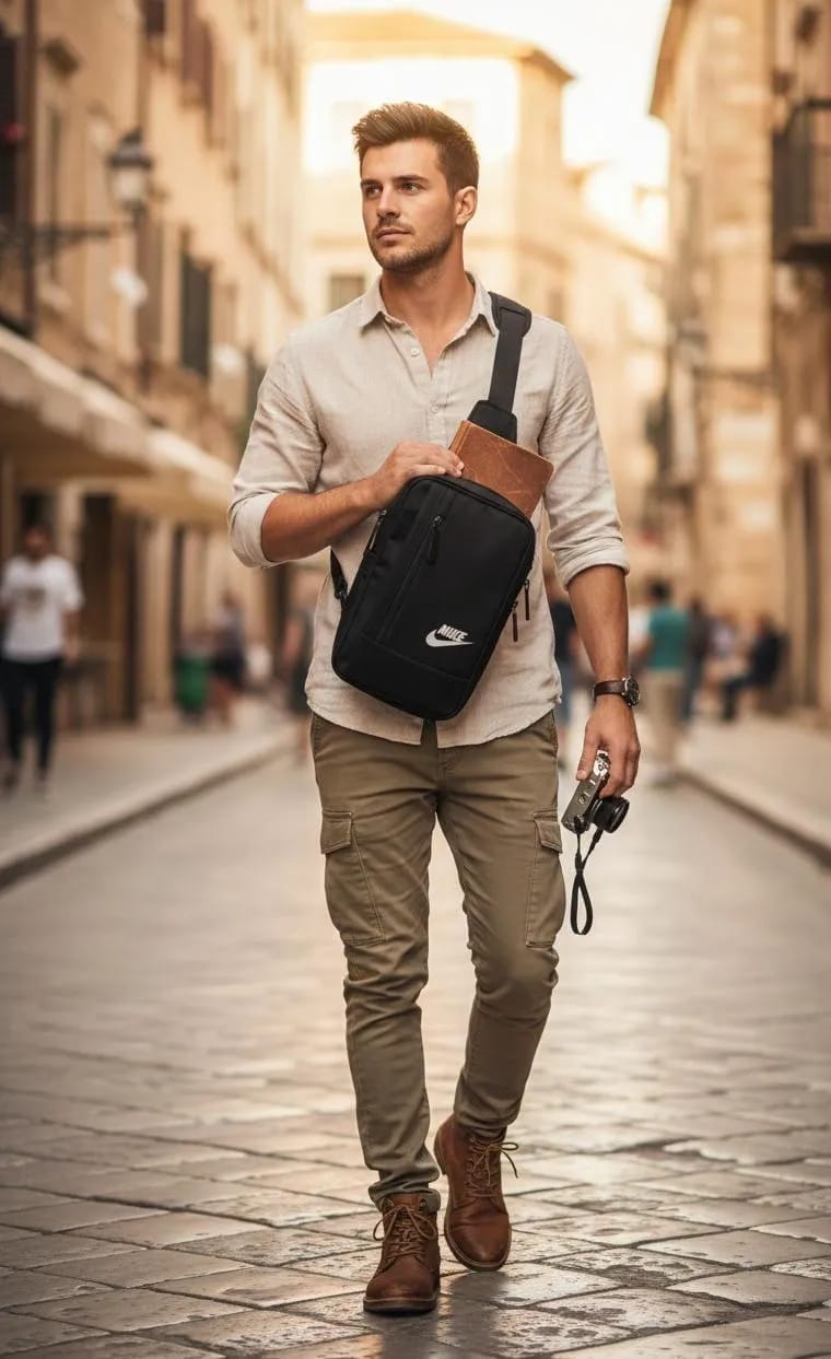 Crossbody Sling Bag for Men & Women | Travel Chest Bag | Hajj & Umrah Essential Shoulder Bag | Lightweight Nylon Messenger Bag buy online in Pakistan
