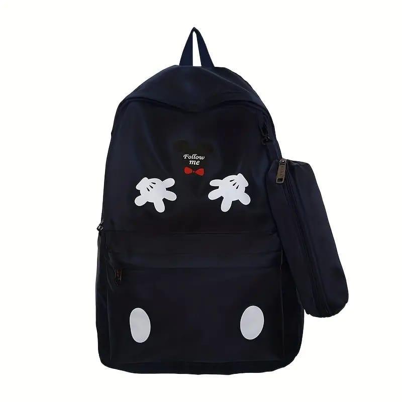 Mickey Mouse Backpack Set With Matching Pencil Case Cartoon Hand Graphics Nylon Printed Design 43x13x31 Cm - Buy Online in Pakistan at Zenbu Store (Image 5)