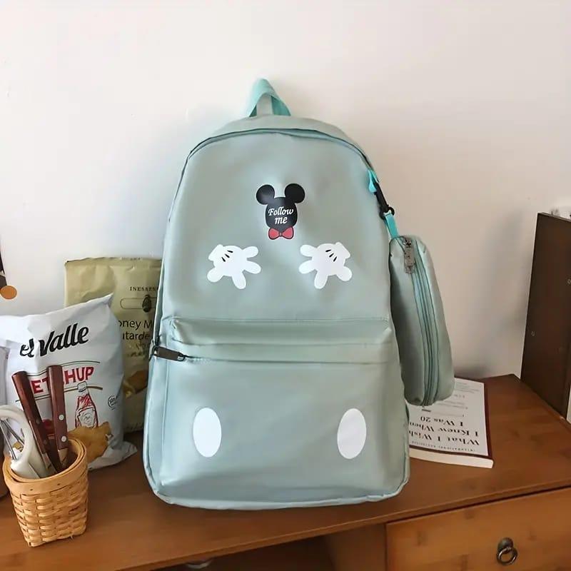 Mickey Mouse Backpack Set With Matching Pencil Case Cartoon Hand Graphics Nylon Printed Design 43x13x31 Cm - Buy Online in Pakistan at Zenbu Store (Image 8)