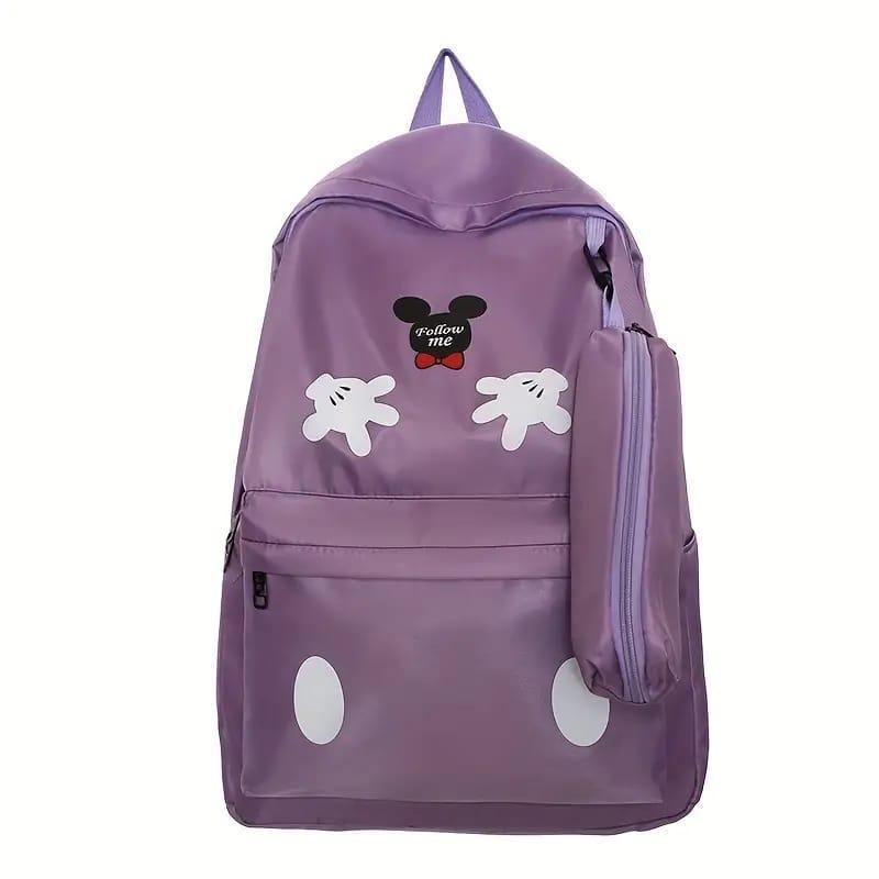 Mickey Mouse Backpack Set With Matching Pencil Case Cartoon Hand Graphics Nylon Printed Design 43x13x31 Cm - Buy Online in Pakistan at Zenbu Store (Image 6)