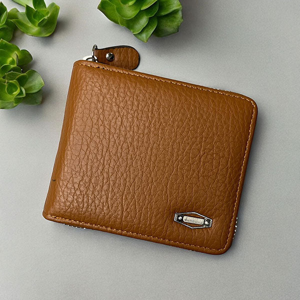 Dunbollu Premium Gold Zip Wallet for Men & Women – 6 Card Slots, Coin Pocket & Cash Compartment | Premium Leather Wallet