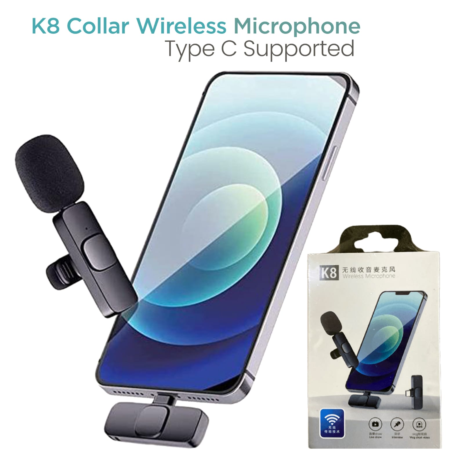 K8 Wireless Collar Microphone Type-C Supported thumbnail 4