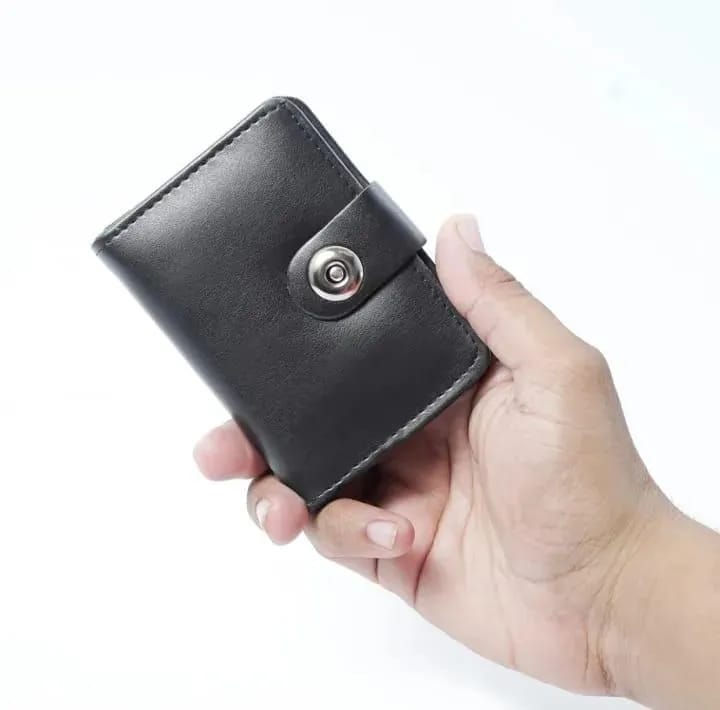 Boy's Leather Wallet Black Mustard Brown Snap Closure Compact Bifold Wallet for Kids & Teens