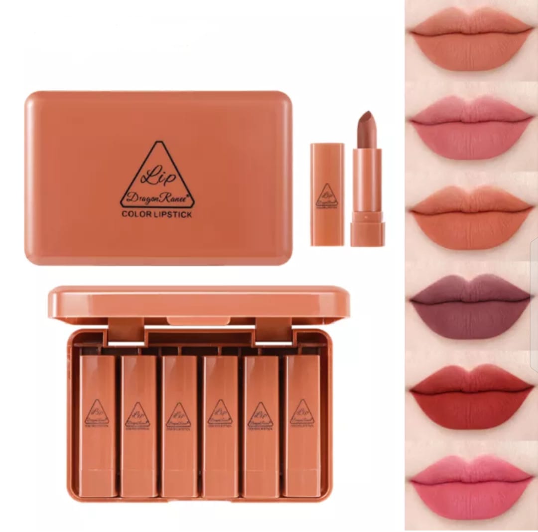 6PCS Matte Brown Velvet Lipstick Mini Nude Makeup Lip Kit Set – Long Lasting Velvet Matte Lipsticks buy online in Pakistan