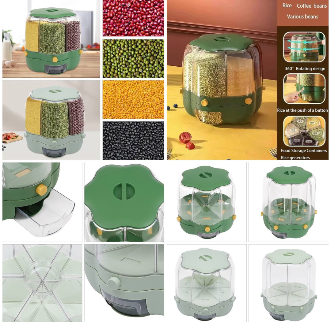 Food Storage Container Rotatable Rice Barrels Sealed Cereal Dispenser Rice Tank Grain Box Kitchen Storage Organization (Random Color) buy online in Pakistan