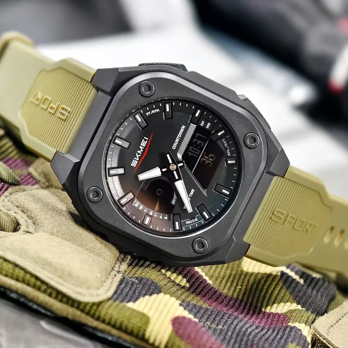 SKMEI Original Men's World Timer Watch – Premium Analog-Digital Sports Chronograph with Heavy-Duty Silicone Strap 8