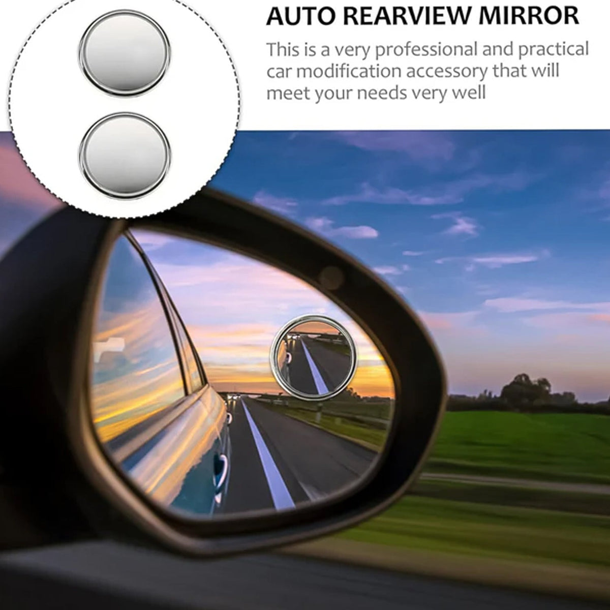 Car Blind-Spot Side Mirror Silver Frame - (2 Pc / Set) 1