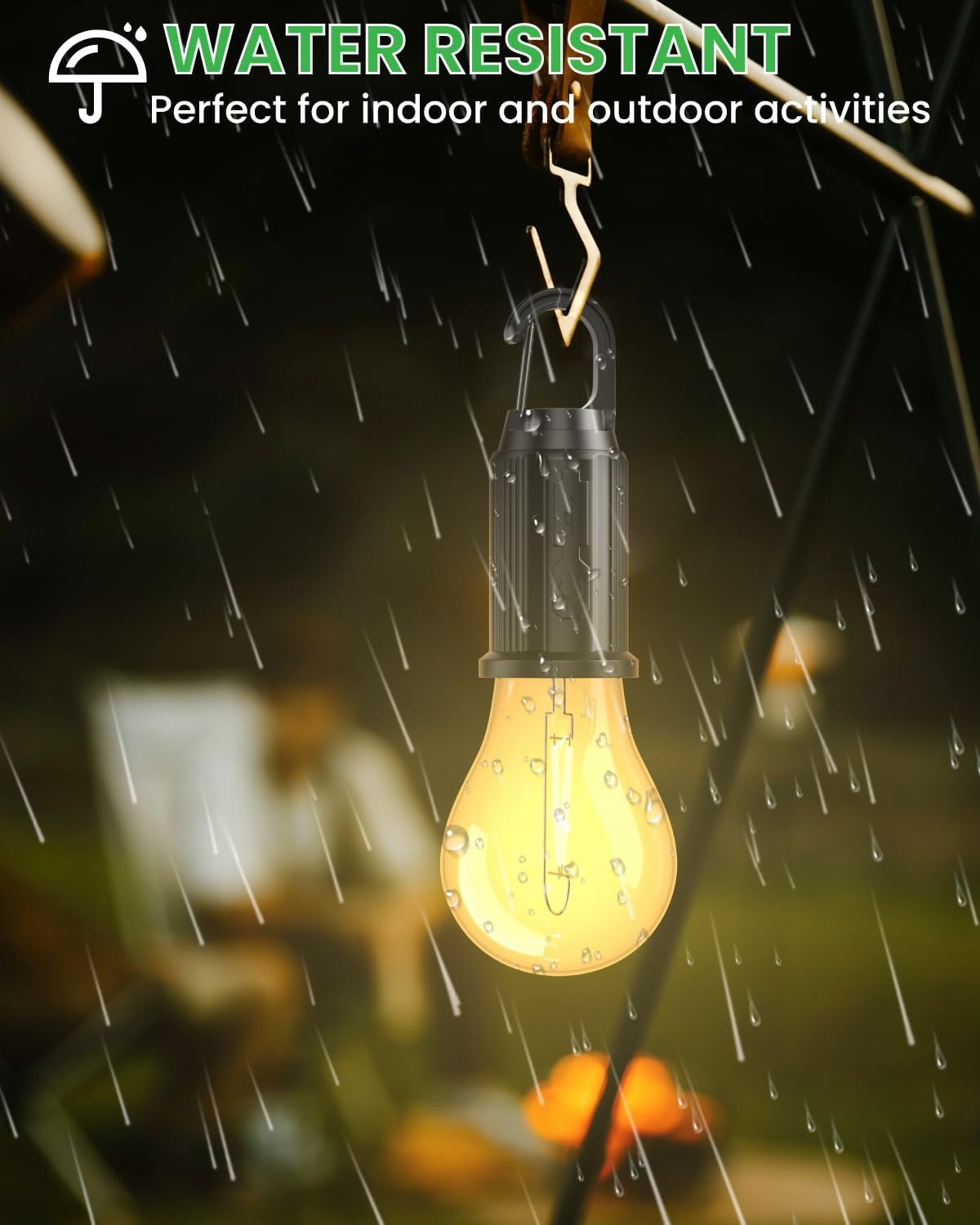 T01 Rechargeable Camping Bulb – 3-Gear Vintage LED Emergency Lamp with Carabiner Hook & Type-C Charging view 4