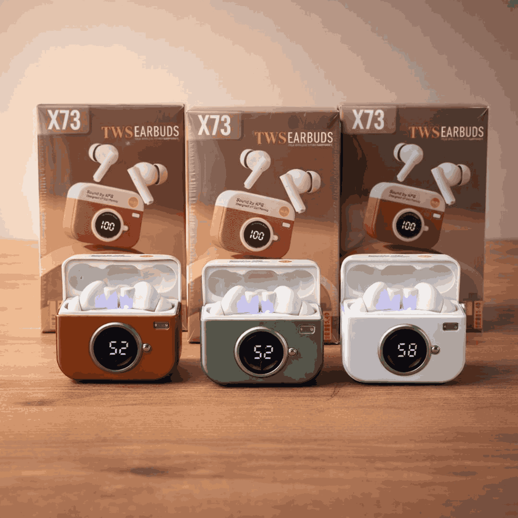 X73 TWS Wireless Earbuds Game Box Edition – True Wireless Stereo Earphones with Retro Retro Console Styling and LED Digital Battery Percentage Display - Random Color view 4
