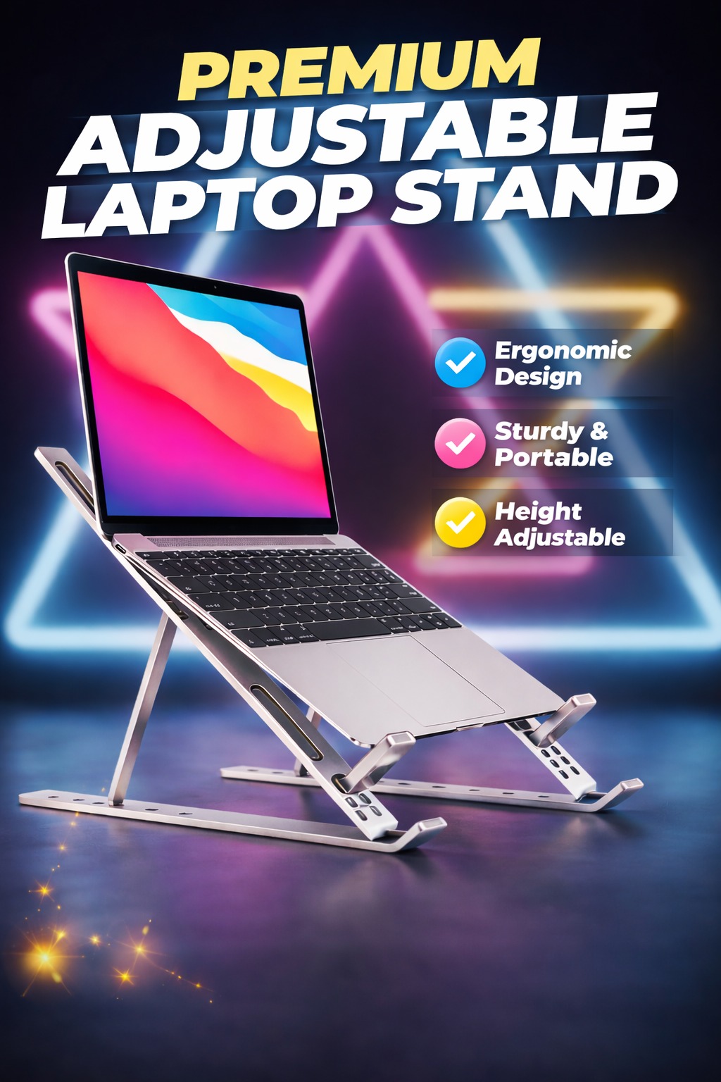 Premium Aluminum Foldable Adjustable Laptop Stand Ergonomic Portable Laptop Holder for Up to 18 Inch thumbnail 3